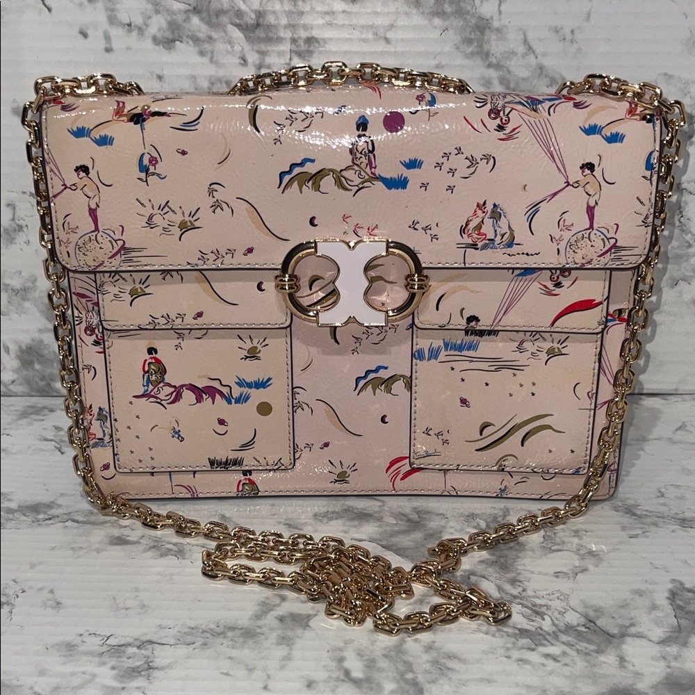 Tory Burch Artistic Print Crossbody Bag with Gold Chain